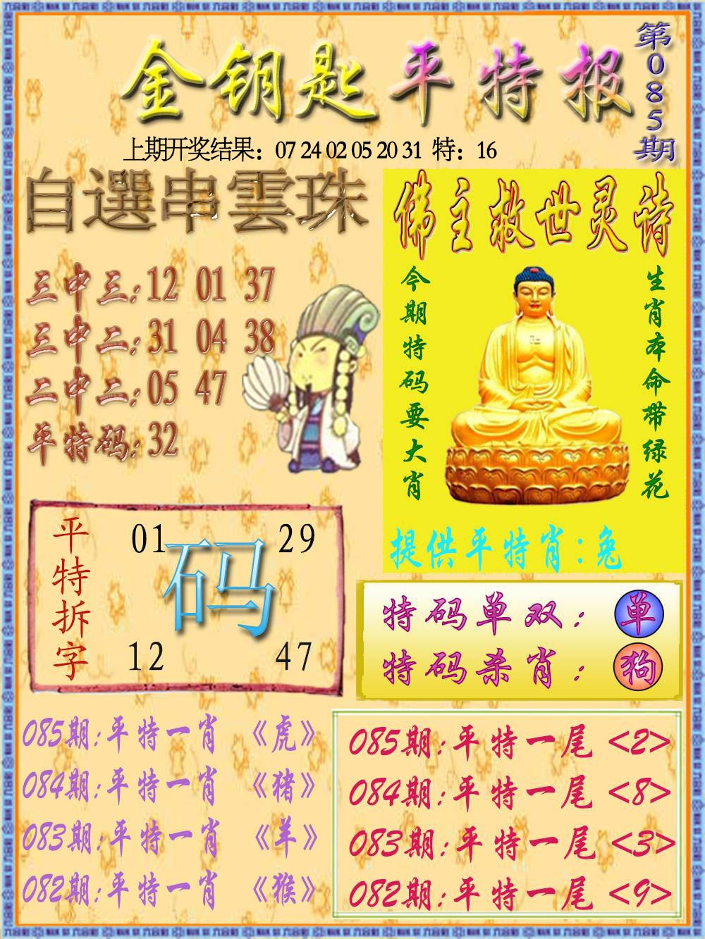 085期金钥匙平特报[图]